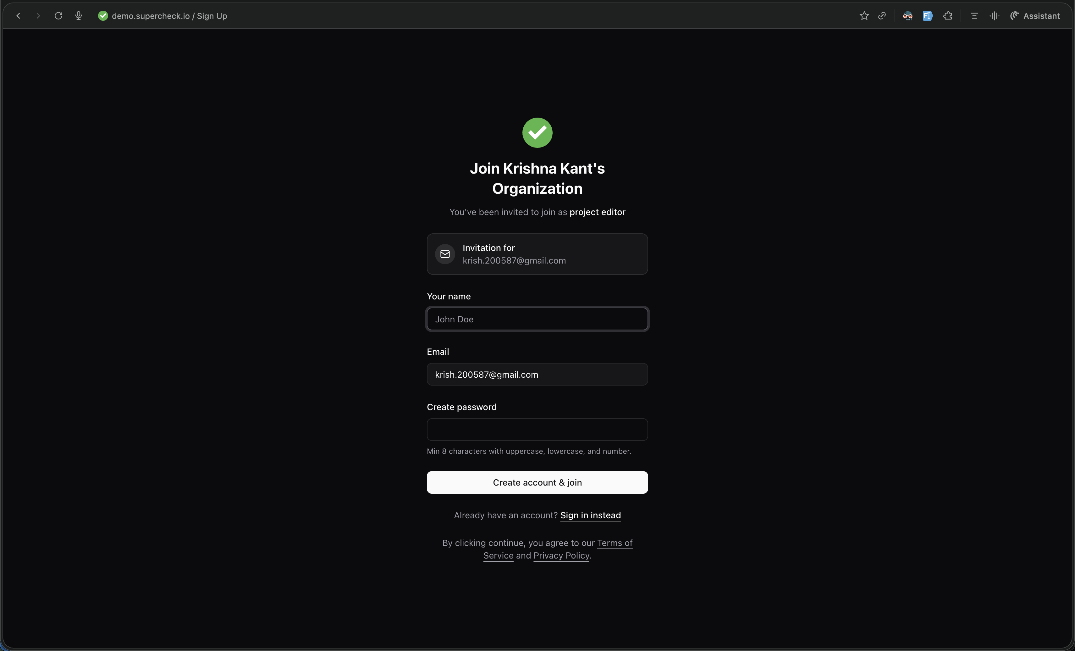 Invitation Signup
